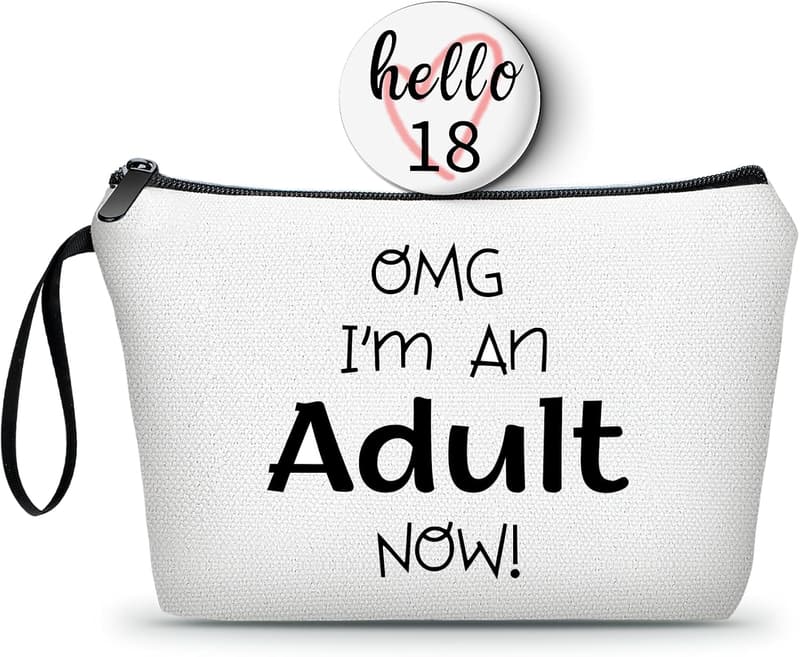 18th Birthday Makeup Bag with Mirror for Girls