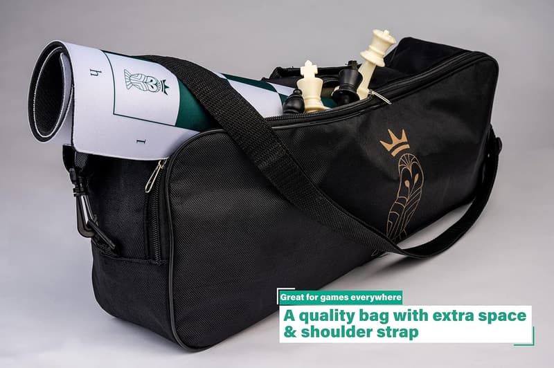 Tournament Chess Set with Roll-Up Board, Travel Bag & Training Booklet