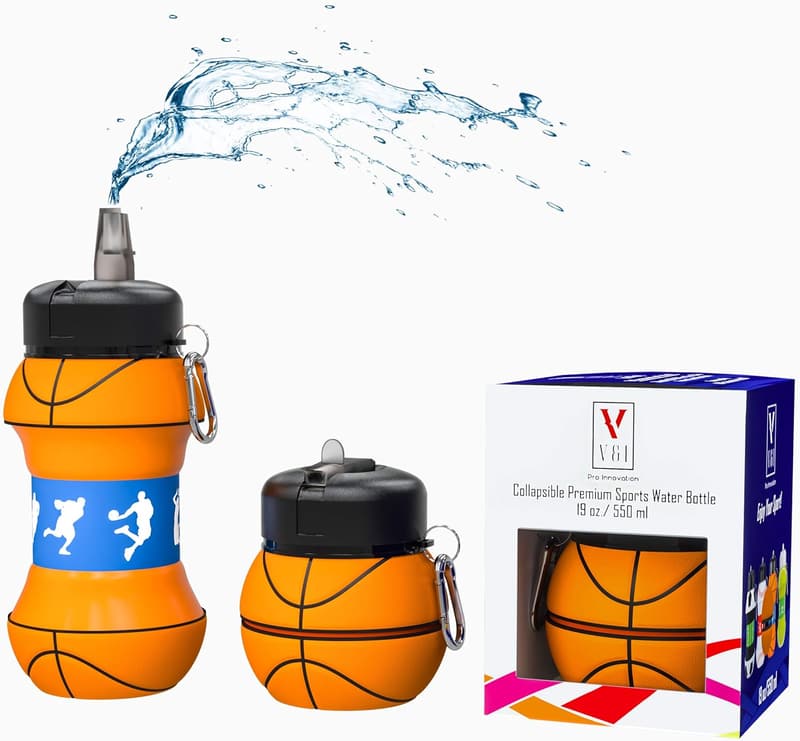 Collapsible Sports Water Bottle - Leak Proof, Squeezable Cup