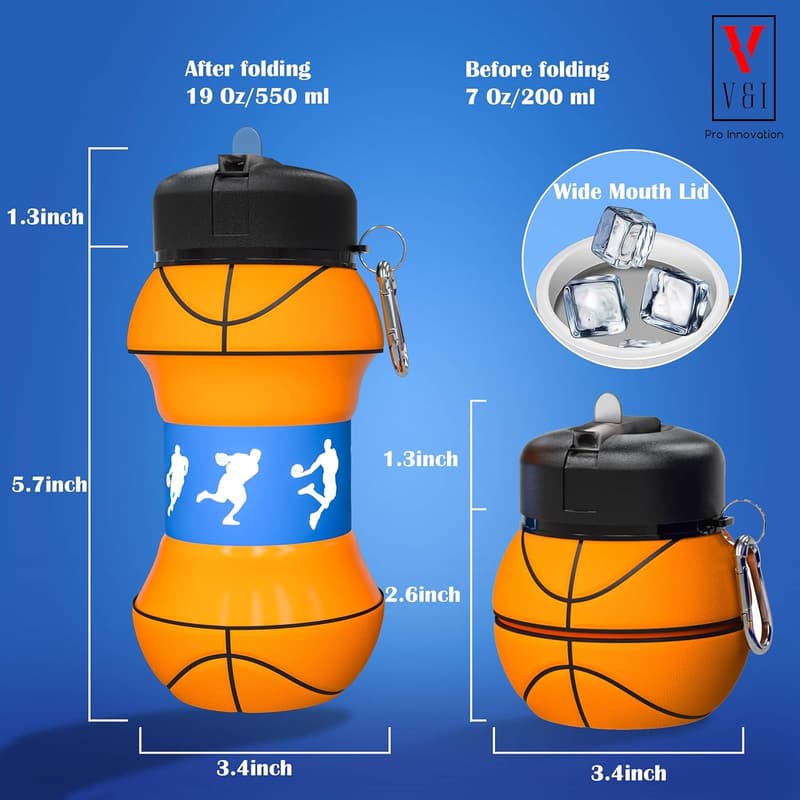 Collapsible Sports Water Bottle - Leak Proof, Squeezable Cup