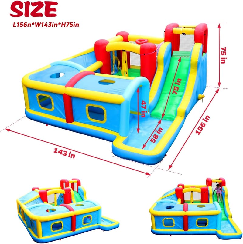Inflatable Water Slide Park with Bouncy Castle and Games