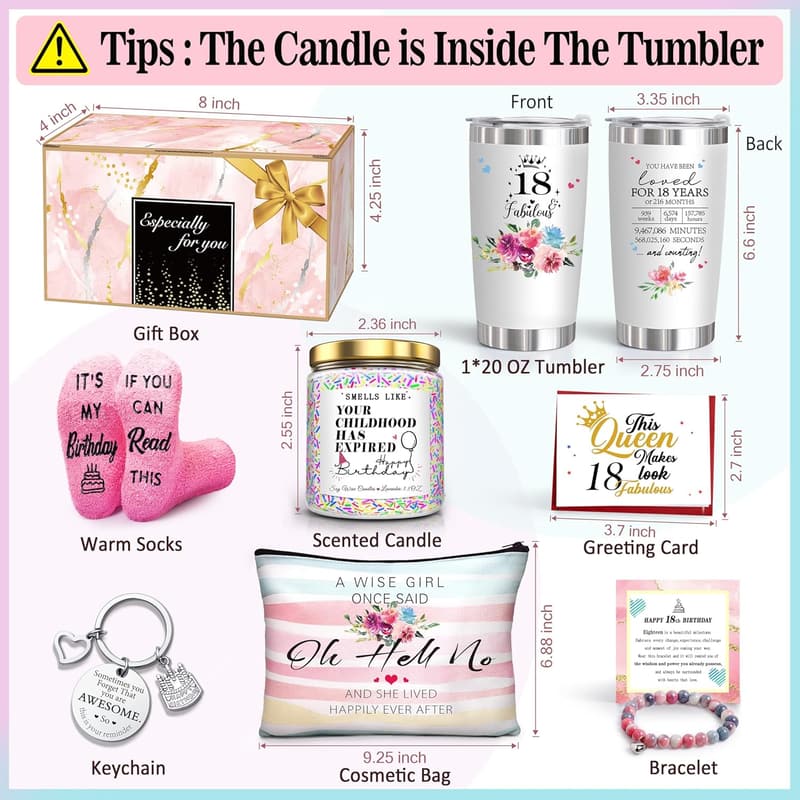 18th Birthday Tumblers Gift Set for Girls