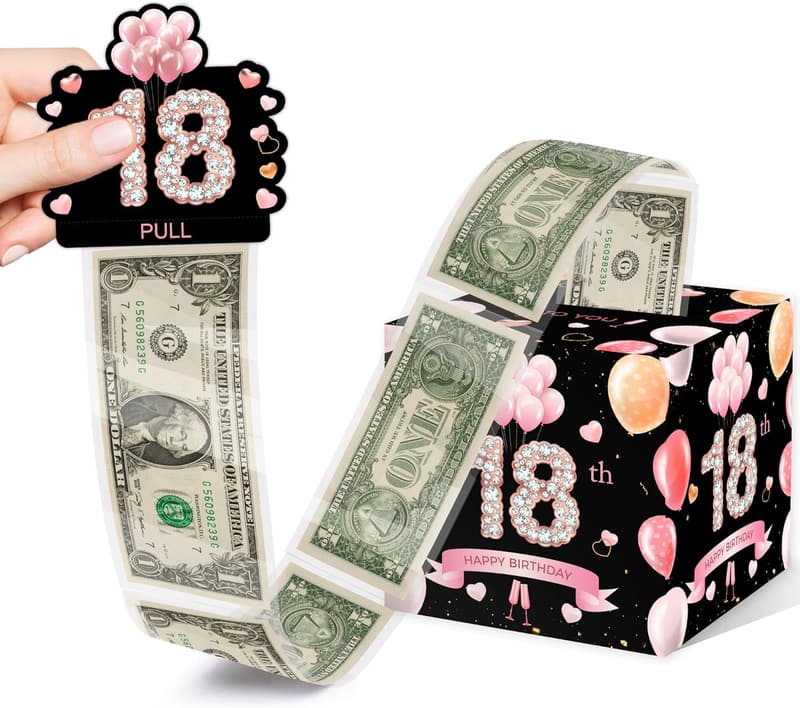 18th Birthday Gift Box for Boys & Girls with Cash and Party Supplies