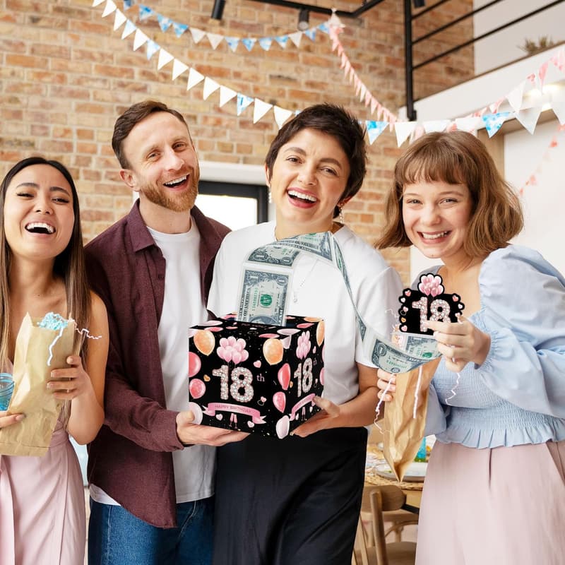 18th Birthday Gift Box for Boys & Girls with Cash and Party Supplies