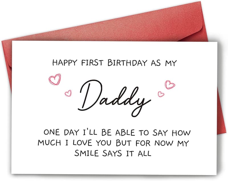 1st Birthday Card for New Dad with Poem - Cute Gift from Baby
