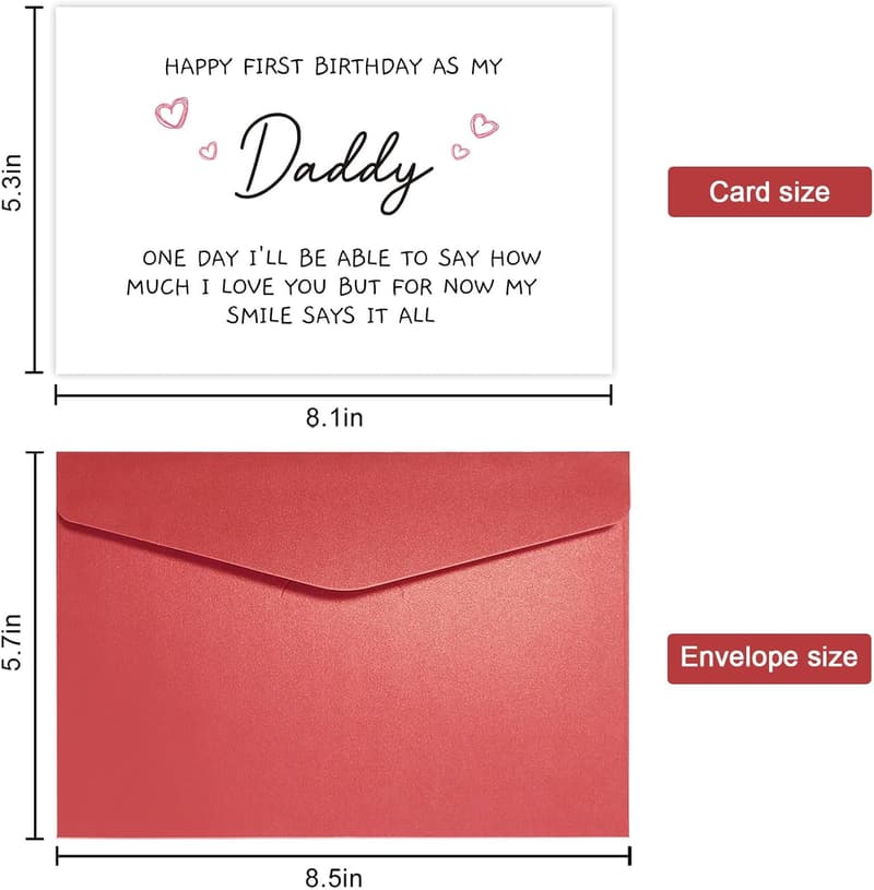 1st Birthday Card for New Dad with Poem - Cute Gift from Baby
