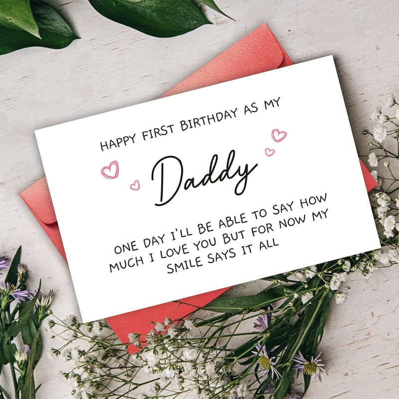1st Birthday Card for New Dad with Poem - Cute Gift from Baby