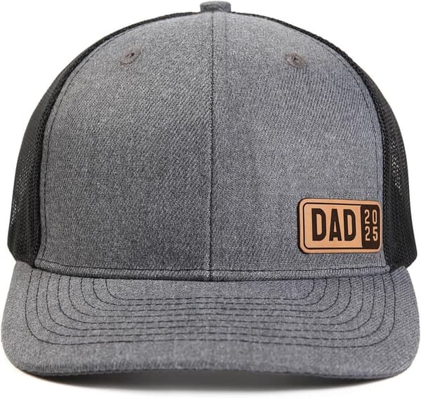 Customizable Leather Patch Trucker Hat for Dad 2023-2025