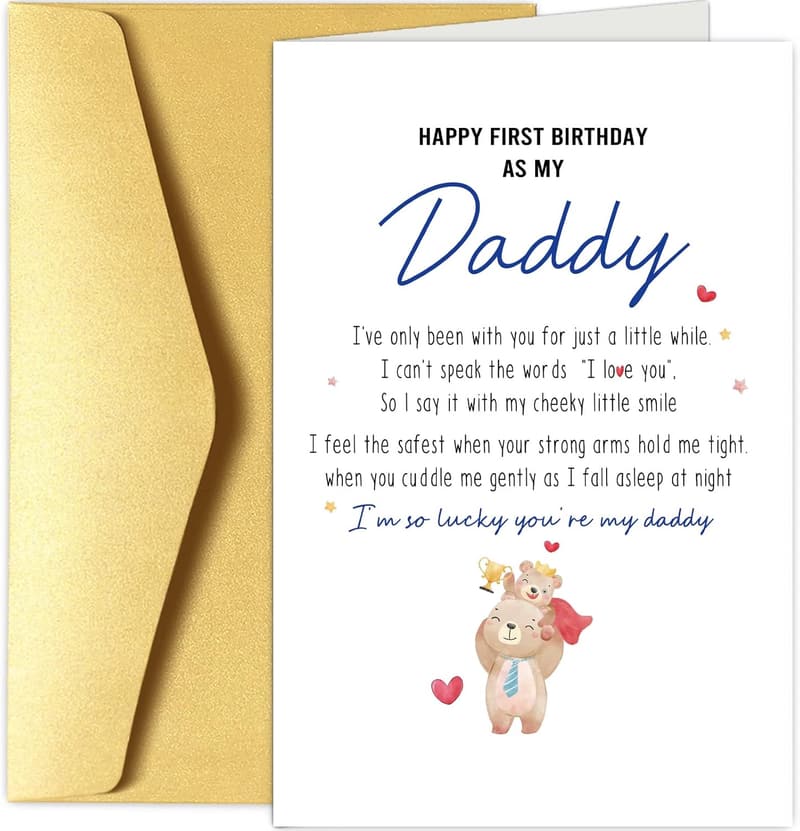 First Birthday Bear Card for New Dad