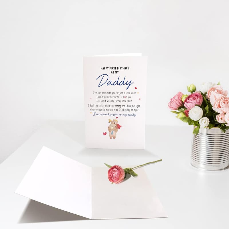 First Birthday Bear Card for New Dad