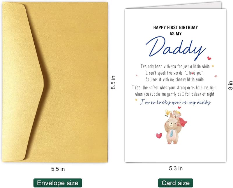 First Birthday Bear Card for New Dad