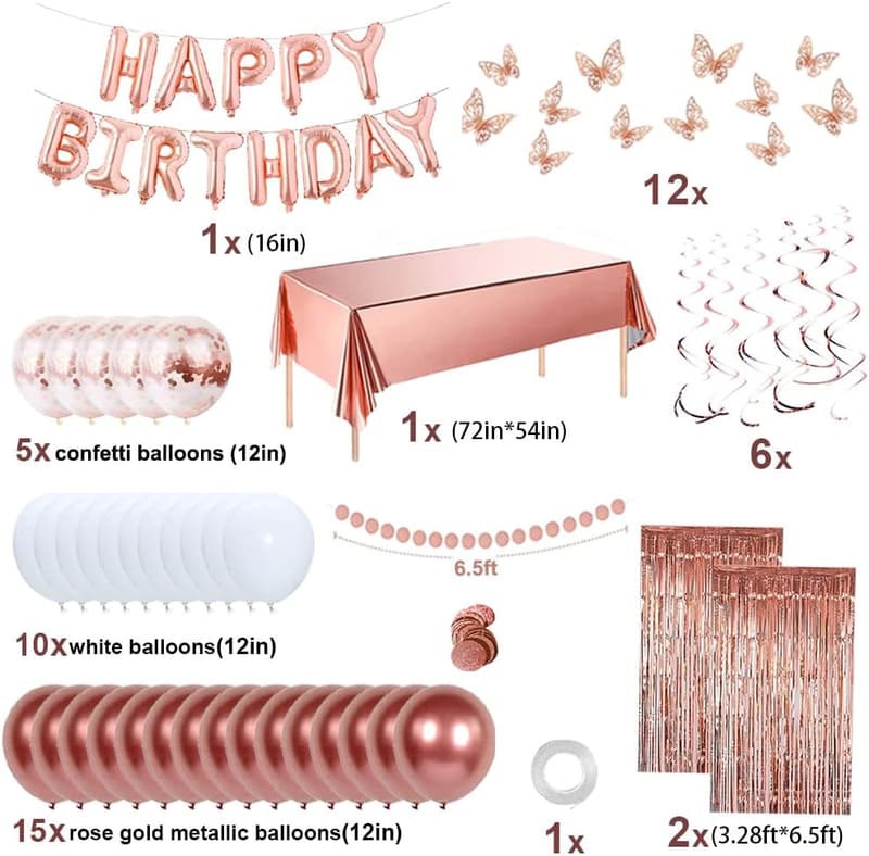 Rose Gold Birthday Party Decorations for Women