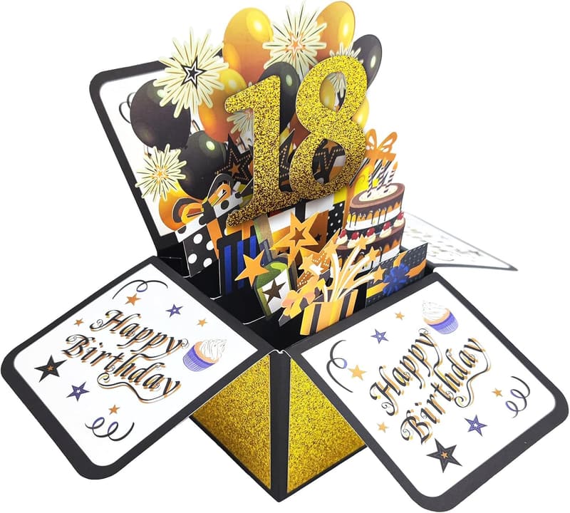Happy 18th Birthday Popup Card for Boys & Girls