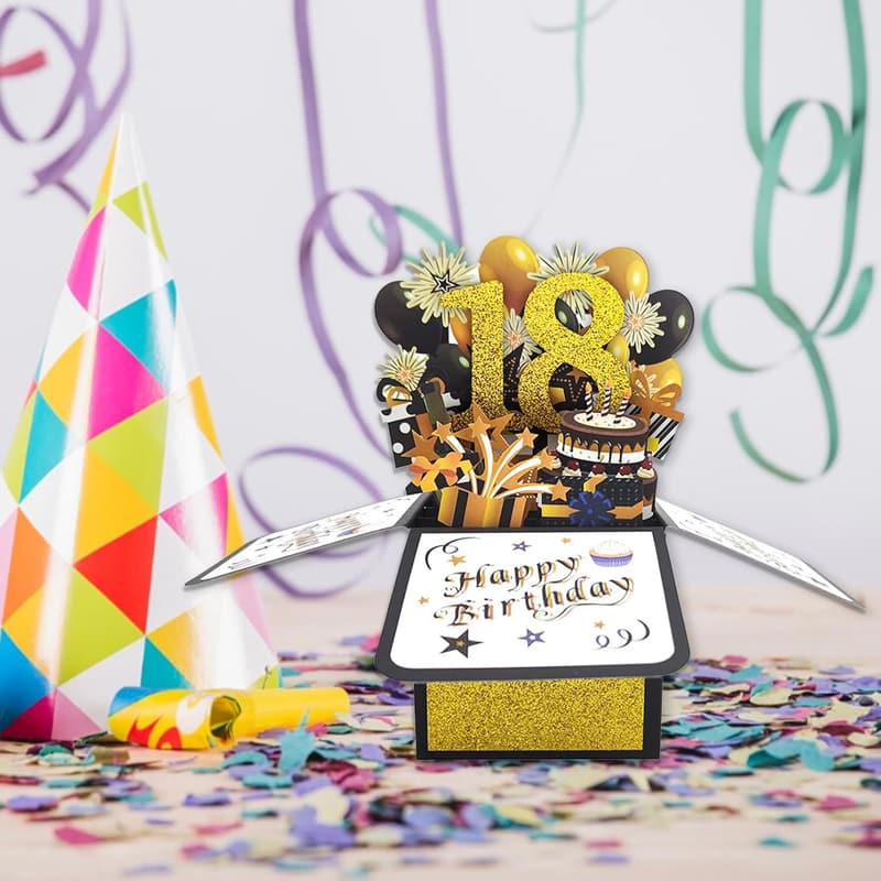 Happy 18th Birthday Popup Card for Boys & Girls