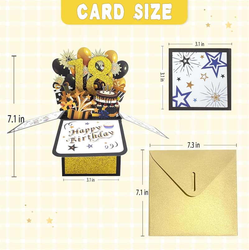 Happy 18th Birthday Popup Card for Boys & Girls