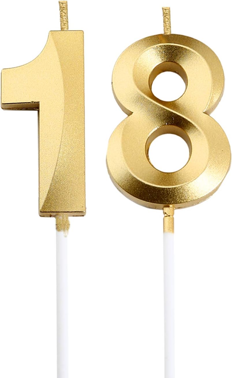 Gold Number 18 Birthday Cake Topper for 18th Celebration
