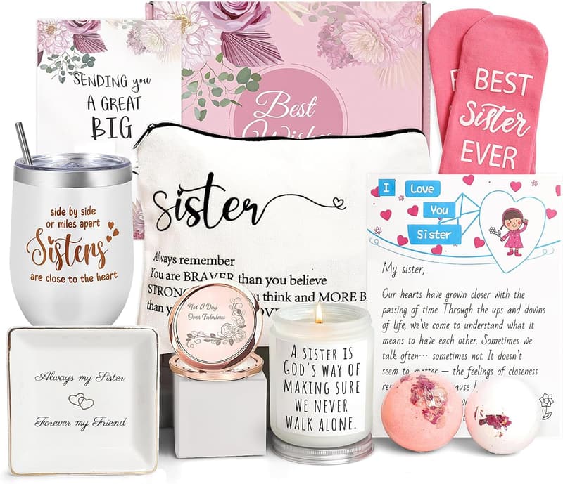 Unique 9PCS Birthday Gift Basket for Sisters