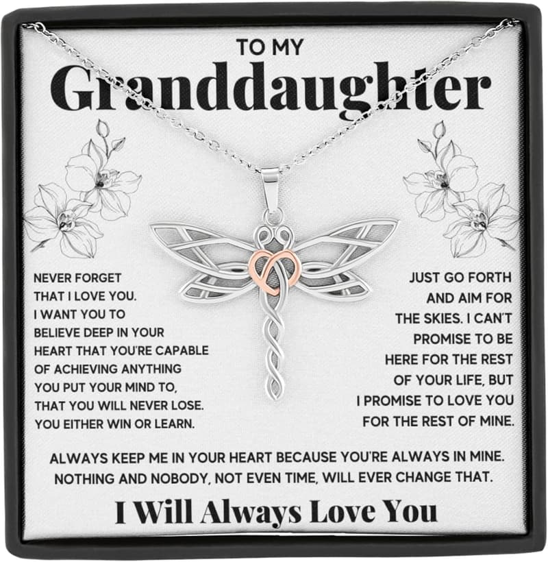 Graduation Necklace for Granddaughter - Dragonfly Pendant Gift