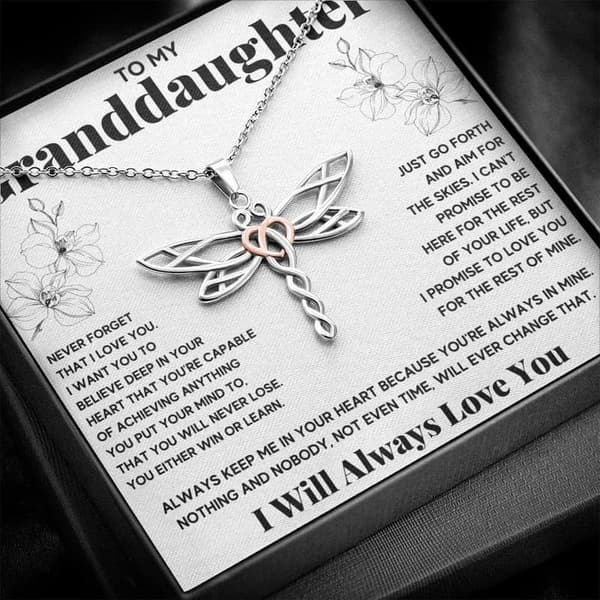 Graduation Necklace for Granddaughter - Dragonfly Pendant Gift