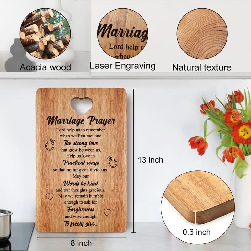 Engraved Acacia Cutting Board for Newlyweds