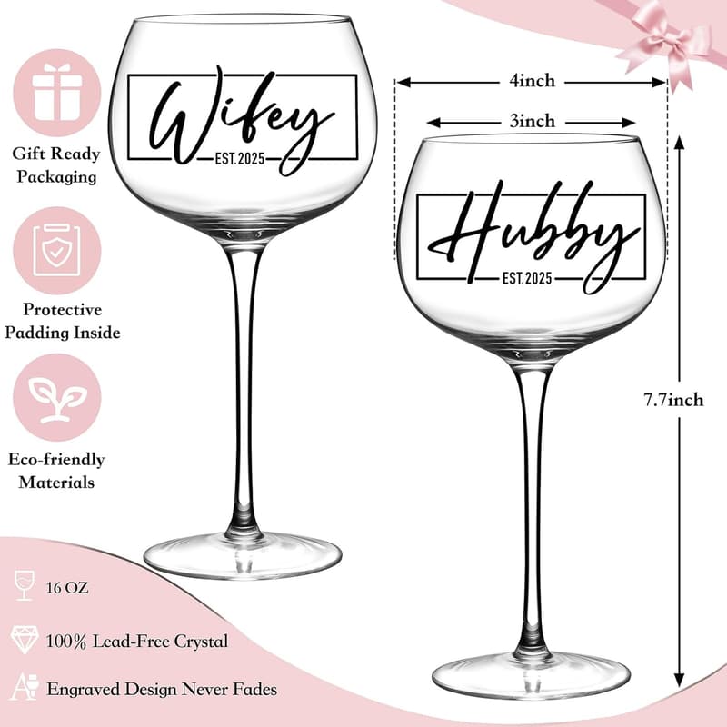 Wedding Gifts for Couples 2025 - Mr & Mrs Wedding Wine Glasses