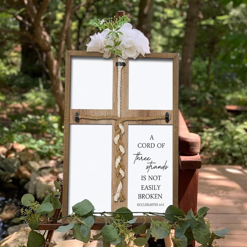 Wedding Ceremony Cord Sign - Wooden Decor for Couples