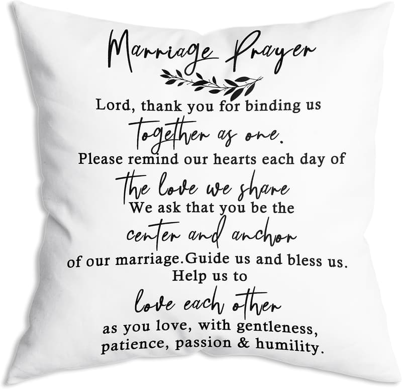 Christian Wedding Prayer Throw Pillow Cover - 18x18 Inch Anniversary Decor