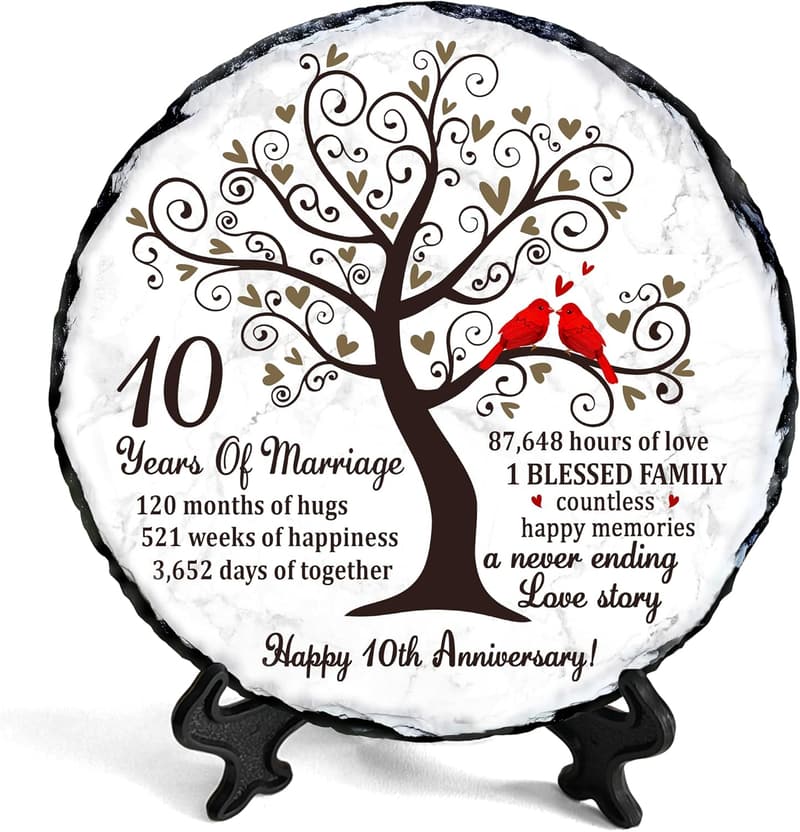 10th Anniversary Slate Plate Gift for Couples