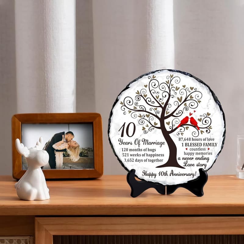 10th Anniversary Slate Plate Gift for Couples