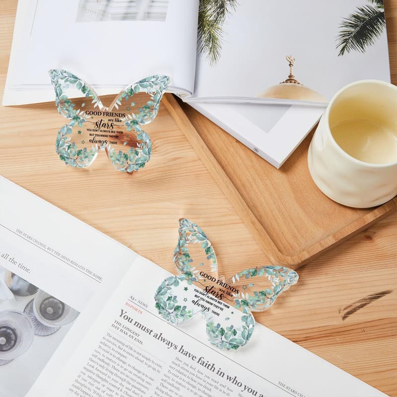 Friendship Birthday Gift - Butterfly Heart Paperweight for Women