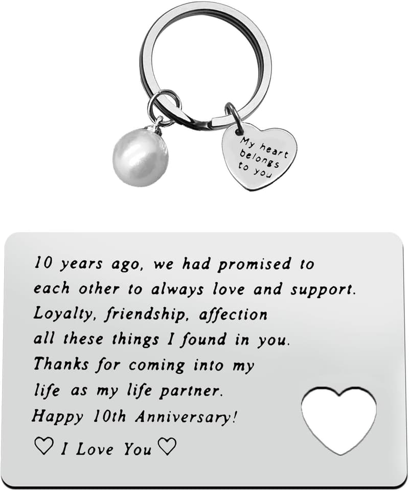 10th Anniversary Engraved Wallet Insert Card for Couples