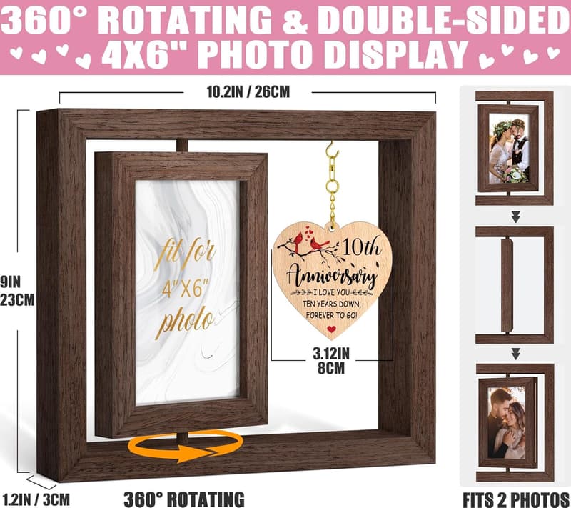 10th Anniversary 4x6 Wedding Photo Frame for Couples