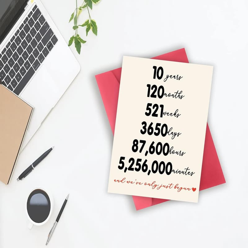 Happy Tenth Anniversary Card for Couples - Romantic Gift