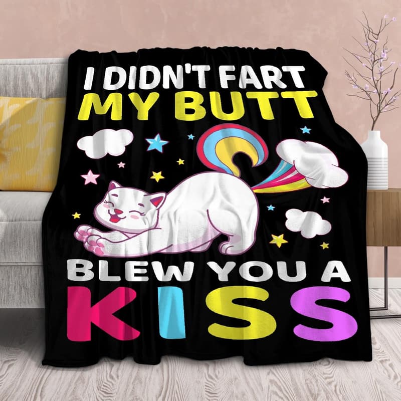 Funny Cat Blanket - Soft Flannel Throw for Cat Lovers 40x50 Inches