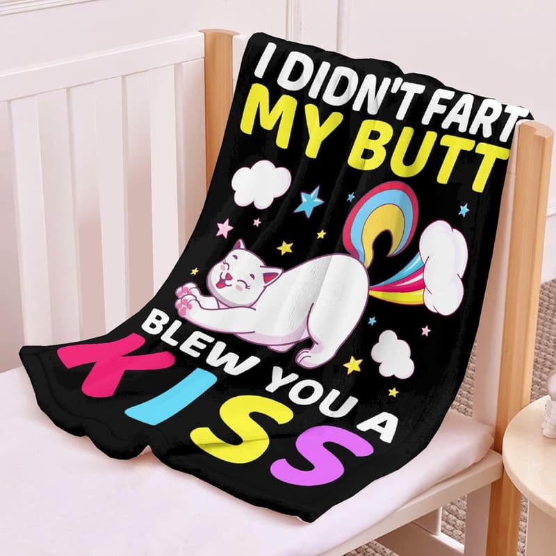 Funny Cat Blanket - Soft Flannel Throw for Cat Lovers 40x50 Inches