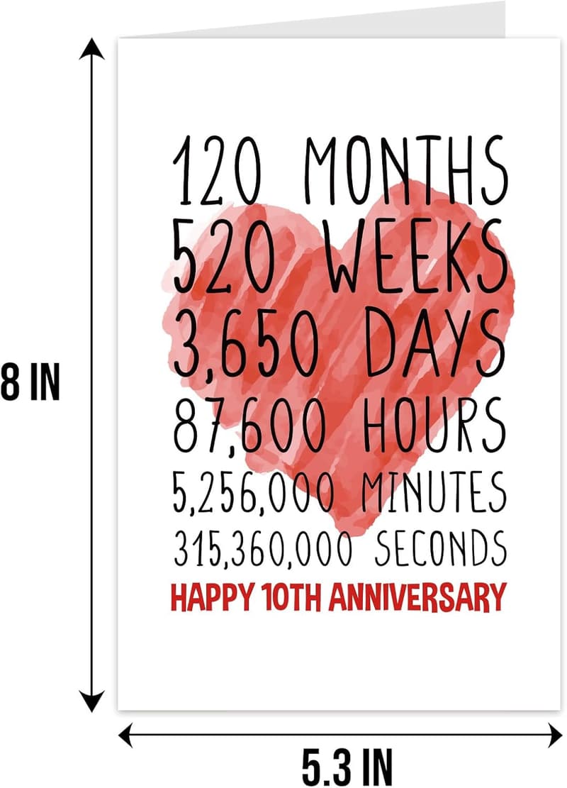 10th Anniversary Funny Card for Couples