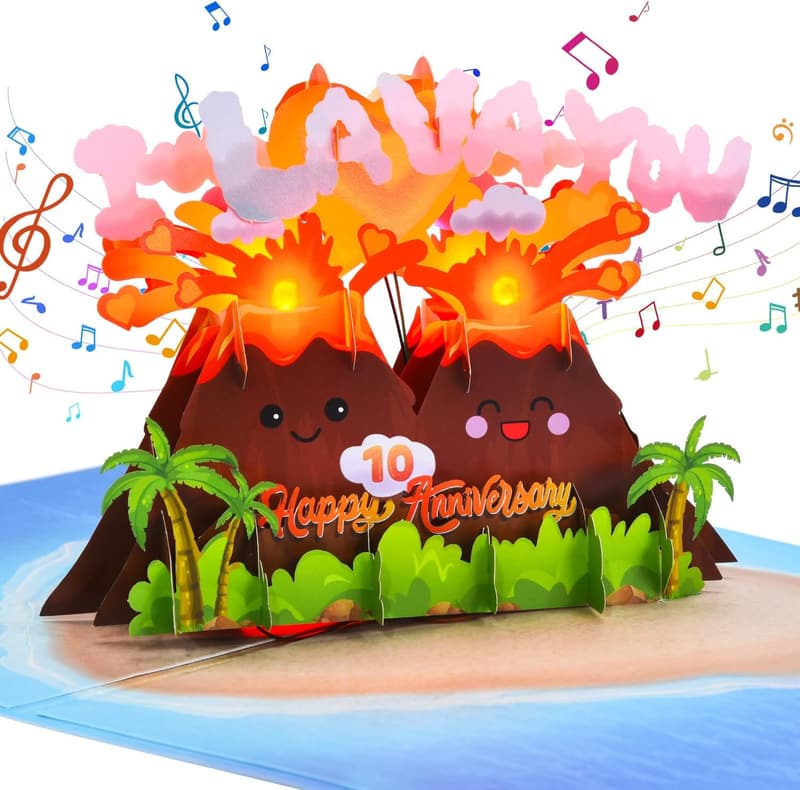 10th Anniversary Musical 3D Pop-Up Card for Couples