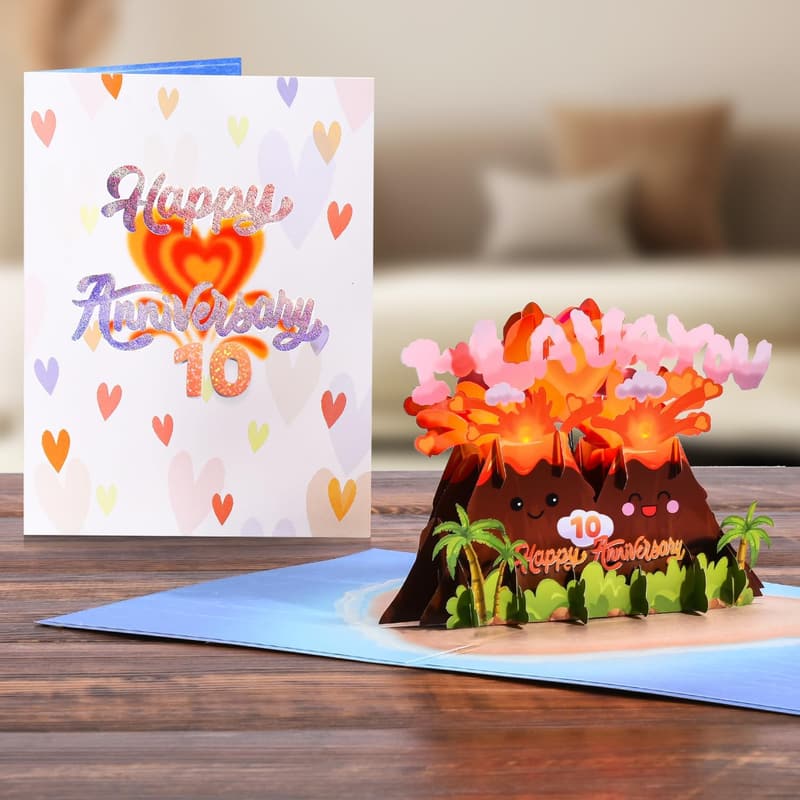 10th Anniversary Musical 3D Pop-Up Card for Couples