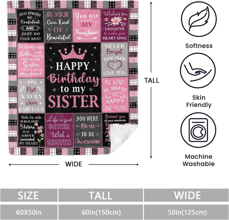Sister's Birthday Throw Blanket - 60