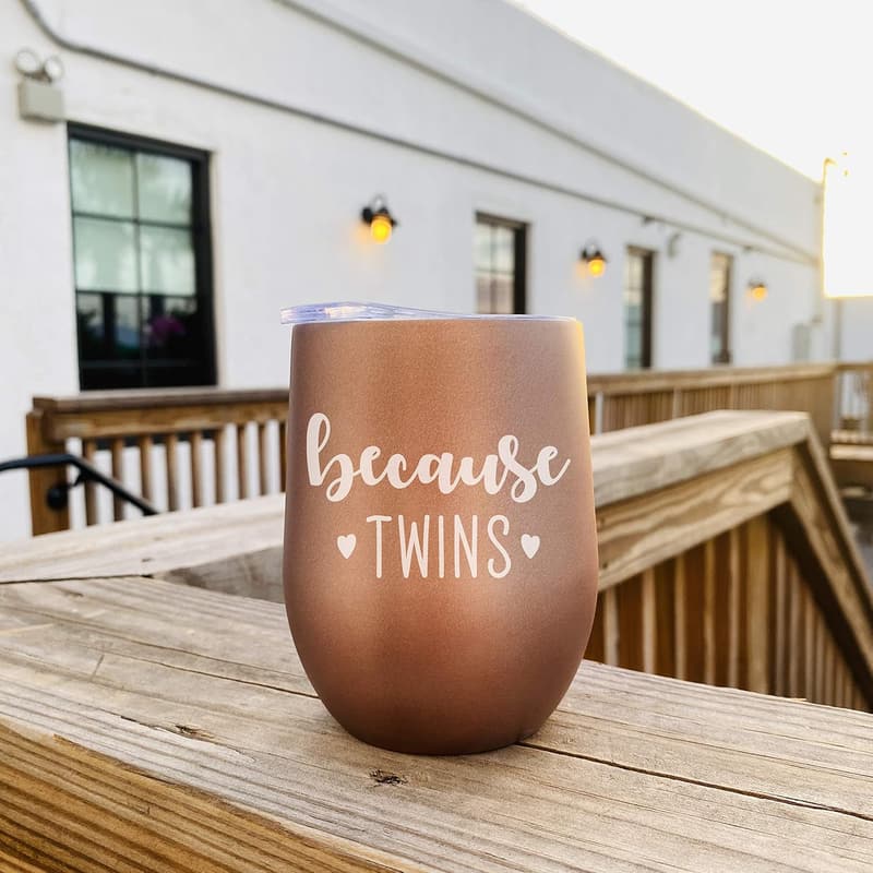 Funny Wine Tumbler for Twin Moms - 12oz Travel Cup