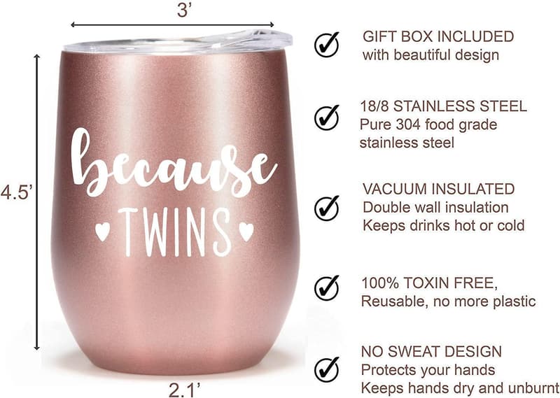 Funny Wine Tumbler for Twin Moms - 12oz Travel Cup