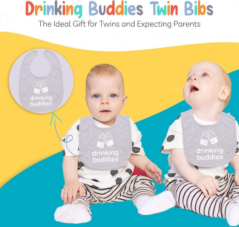 Cute & Practical Waterproof Cotton Bibs for Twins