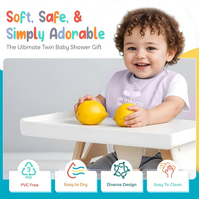 Cute & Practical Waterproof Cotton Bibs for Twins