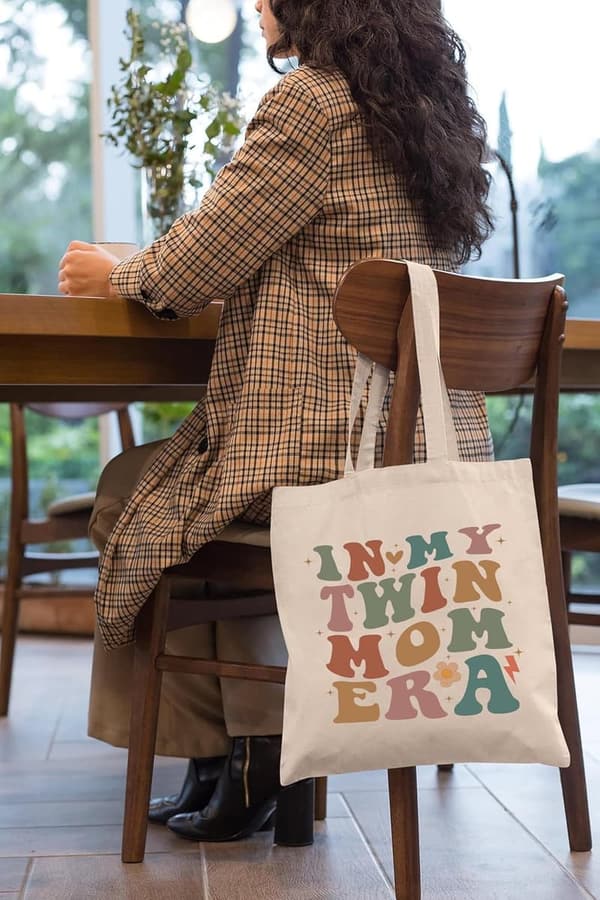 Twin Gender Reveal Tote Bag - New Mom Announcement Gift