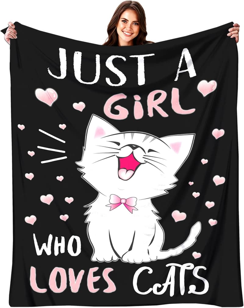 Soft Flannel Kawaii Cat Blanket for Cat Lovers 50