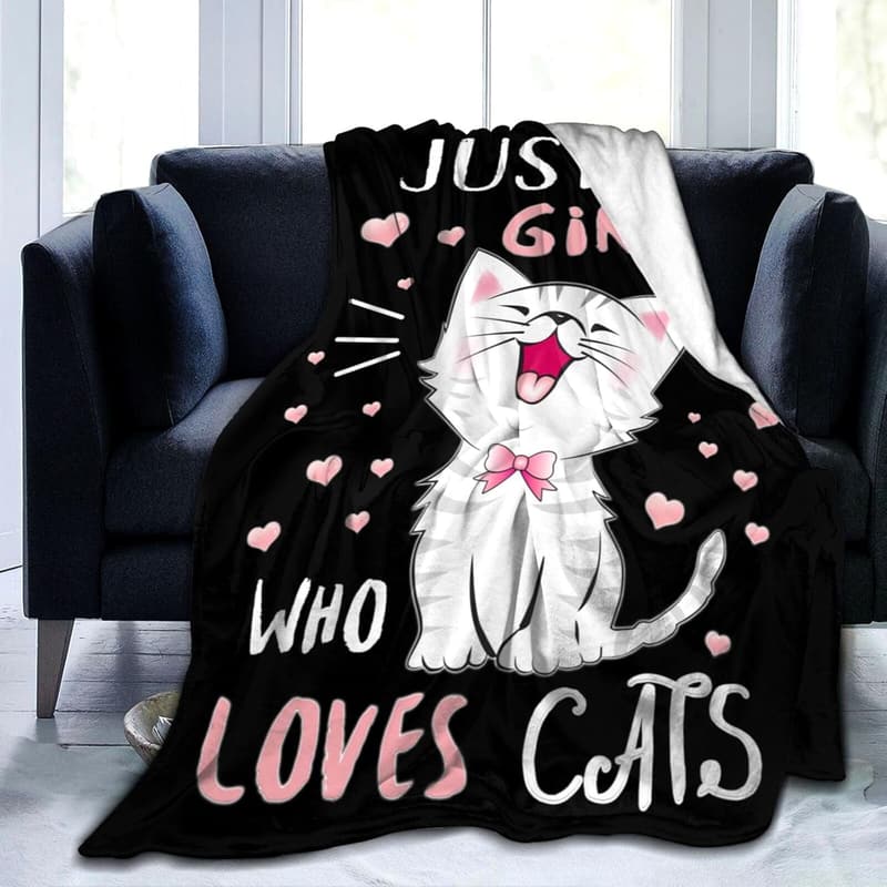 Soft Flannel Kawaii Cat Blanket for Cat Lovers 50
