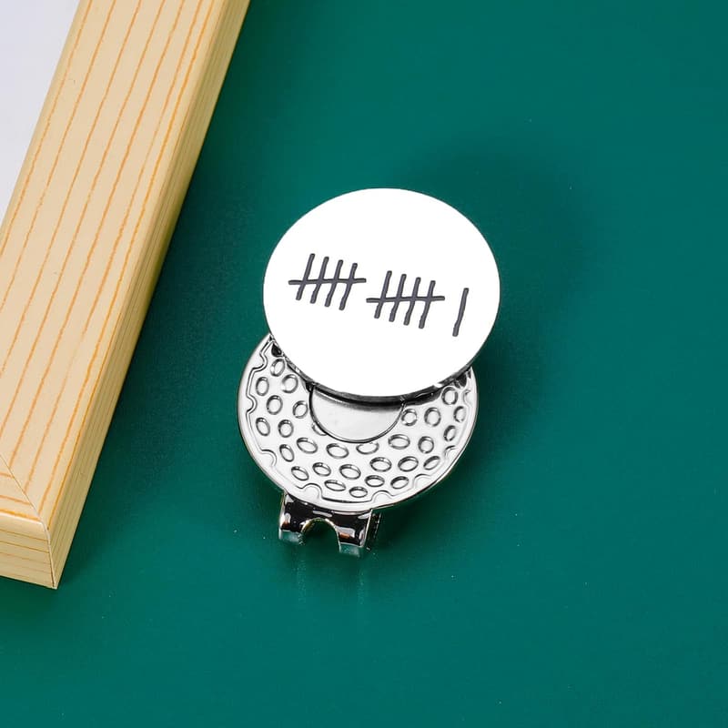 11th Anniversary Steel Golf Ball Marker & Hat Clip for Him