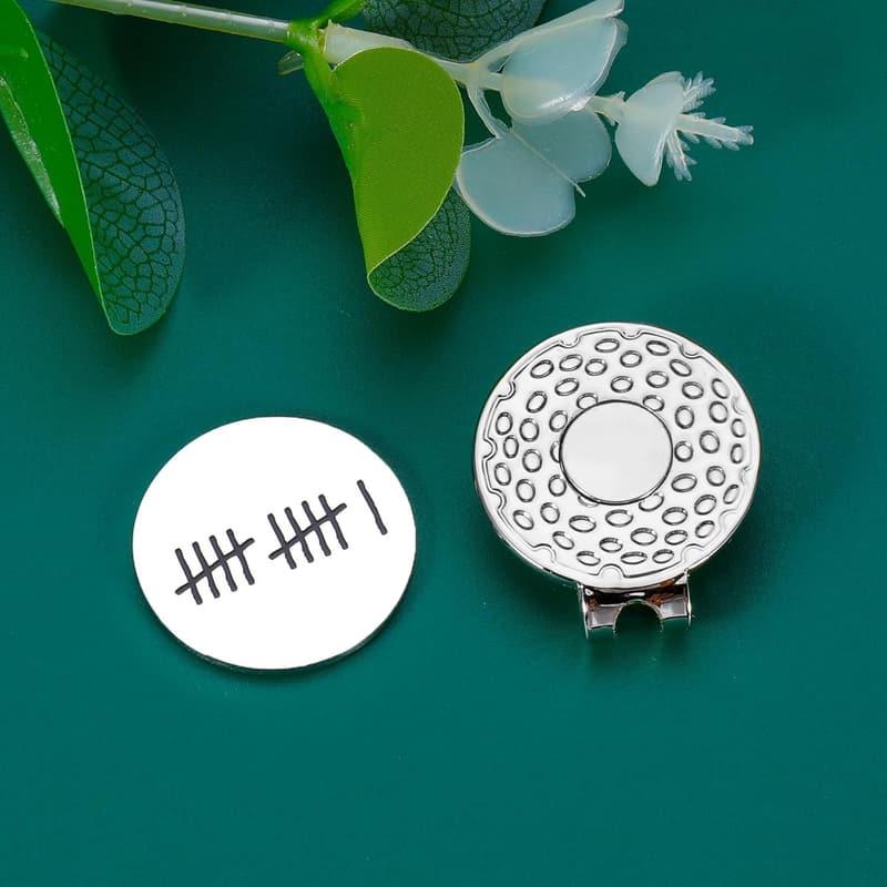 11th Anniversary Steel Golf Ball Marker & Hat Clip for Him