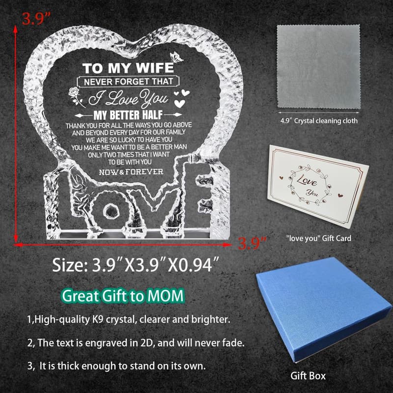 Mother's Day Crystal Keepsake for Wife from Husband