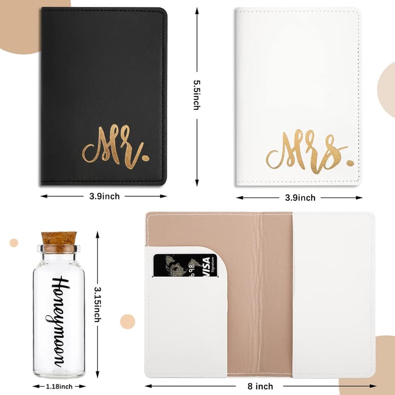 Honeymoon Gift: Mr & Mrs Passport Holders & Luggage Tags Set